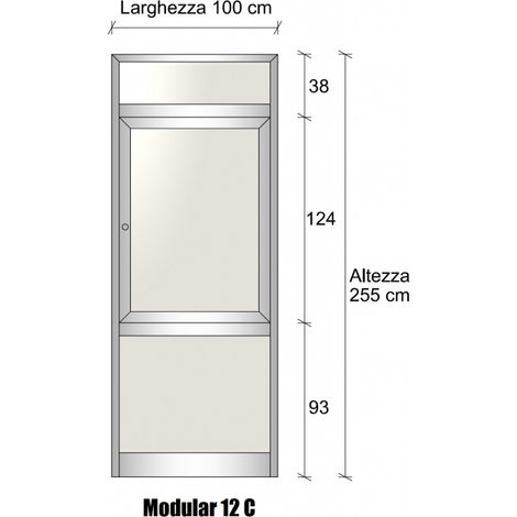 Modulo Continuativo Parete Divisoria in Alluminio Vetro Opale con Finestra - H2550xL1000 mm - Colore Grigio Mix ITALFROM (1/4)
