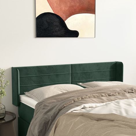 Cabecero de terciopelo verde oscuro 147x16x78/88 cm vidaXL (1/5)