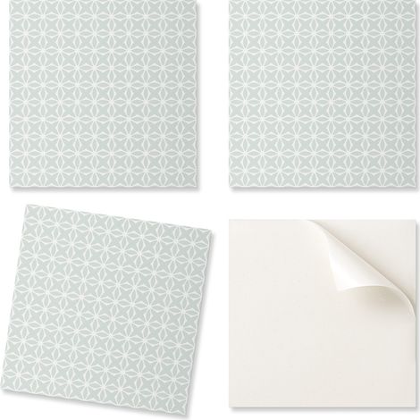 Azulejos de pared de vinilo autoadhesivos con estampado geom茅trico floral, 20x20x20 cm.