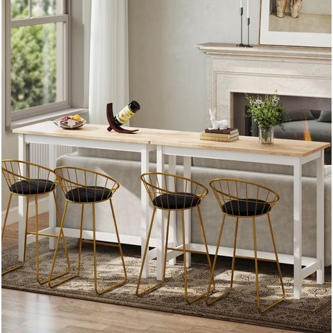 Bartisch in Eichenoptik 108 x 48 x 91 cm für 2 Personen weiß OKMYHOME (1/5)
