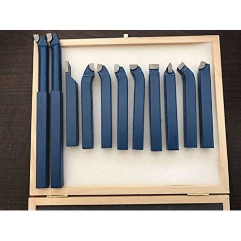 Juego de 11 piezas de herramientas de torneado con puntas de carburo, juego de herramientas para cortar metal (1/4)