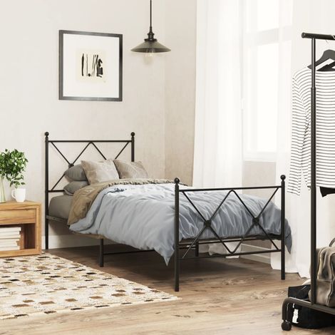 Estructura cama sin colchón con estribo metal negro 80x200 cm