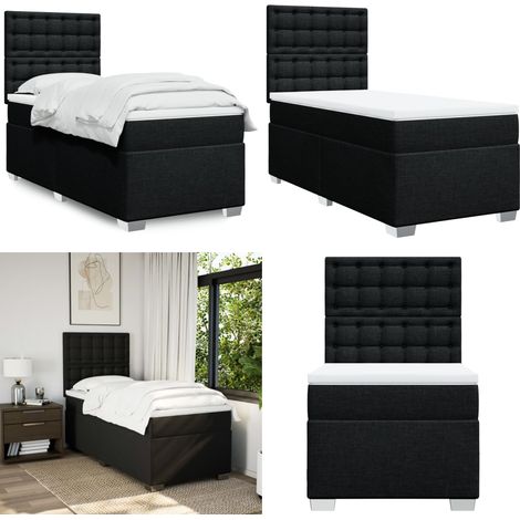 Boxspringbett mit Matratze Schwarz 100x200 cm Stoff - Boxspringbett - Doppelbett - Schlafsystem - Bettenrahmen - Kopfteil - Home & Living (1/5)