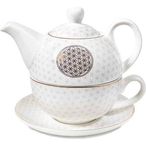 Théière égoïste en porcelaine Fleur de Vie