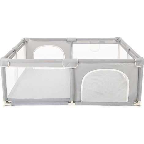 Parc Bébé 150x200cm Parc Enfant avec Tapis Enfant,Parc de jeu pour bébé de sécurité robuste avec 4 Ventouses en Caoutchouc, Gris (1/5)