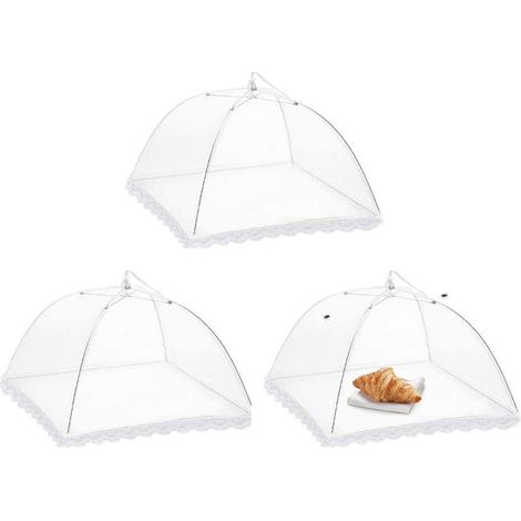 Cloche Alimentaire Pliable, Anti-Mouche Couvercle de Nourriture, 3 Pièces Cloche à Nourriture, Couverture de Gâteau Pliable,Tentes Alimentaires, pour Barbecue Pique-Nique Aliments, (3232cm) (1/5)