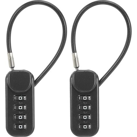 Antivol à combinaison 4 chiffres en 2 parties avec câble en acier flexible – Sécurisé pour vélo, casque, casier et bagages (1/3)