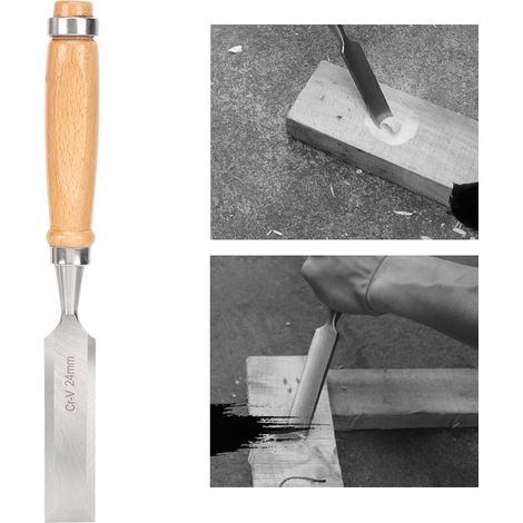 Ciseau à bois, manche en bois, lime en acier, outil professionnel pour le travail du bois, Cr V 24 mm (1/5)
