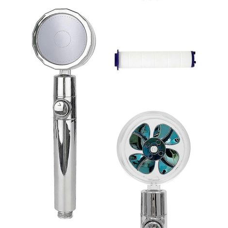 Douchette à main, pommeau de douche à jet puissant, installation facile, pommeau de douche turbo filtré rotatif à 360° (bleu) (1/5)