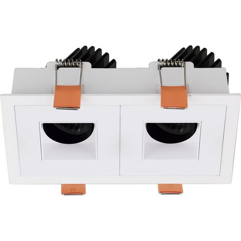 Empotrable techo tilt VIP3 2X Square Square LED COB 2x4.70W 650lm(1004lm) CRI90 2700K 38º Blanco Blanco