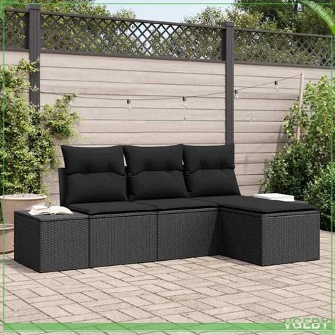 Canapé de jardin - FAFEICY - Modulaire - Noir - Acier - Résistant aux intempéries (1/5)