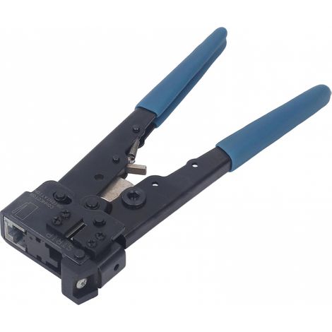 BEBUSINGOTO Herramienta de crimpado RJ45 con mango de goma antideslizante y cabezal de acero al carbono para crimpado de red (1/5)
