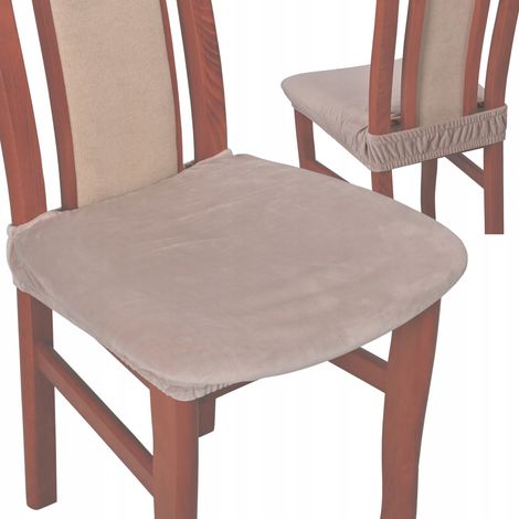 FUNDA PARA SILLA, ASIENTO DE SILLA, terciopelo bajo, TESS, beige claro