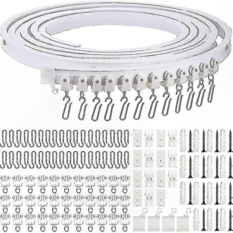 Rideau Coulissant Flexible 5m, Rail Courbe Pliable pour Fenêtres Voûtées et Lits, Système de Rail Cintrable pour Voilages Légers (1/5)