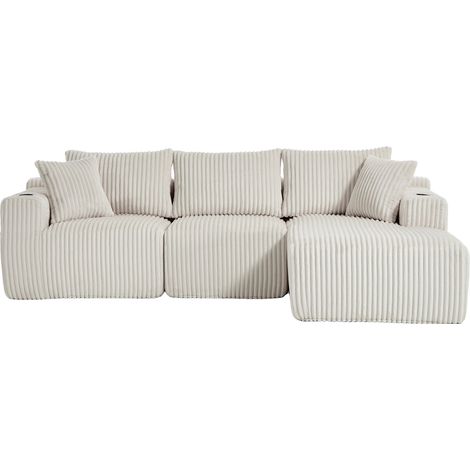 Canapé Modulaire Canapé Longue et 2 Places Moelleux Velours Béige 257x160x62 cm ZIPSOFA (1/5)