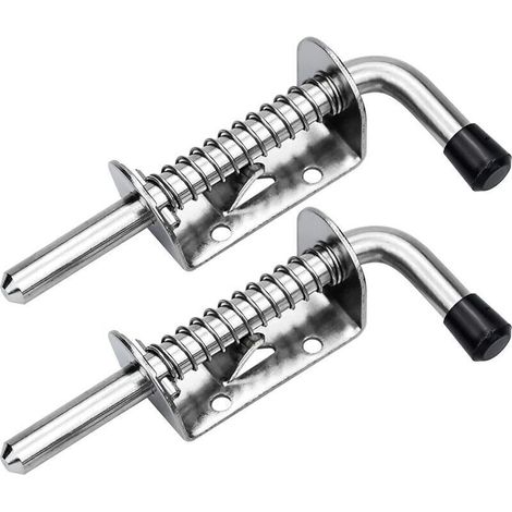 SABIR 2 pcs Loquet à Ressort, Verrou Porte de Garage, Loquet Ressort Inox, Loquet Ressort Robuste, Verrou de Porte à Boulon, pour Porte de Garage, Portes de Jardin, Placard, 10 X 128mm,de (1/4)