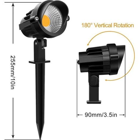 Lampade LED da esterno 7W 220V COB, luce calda 3000K, multifunzionale per giardino, balconi e terrazze, impiantabile, lotto di 2 [Classe Energetica A] (1/3)