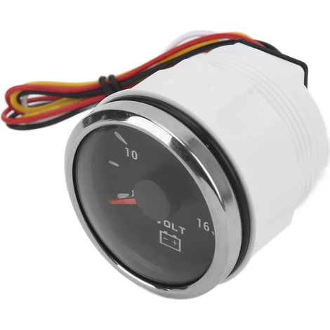 Voltmètre marin 52 mm, 8-16 V, aiguille rétroéclairée 7 couleurs, étanche IP67, pour bateau, camping-car et voiture (9-32 V), noir. (1/5)