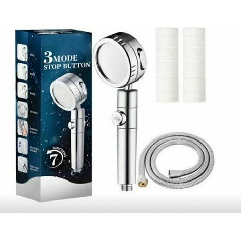 Water-saving anti-limescale shower head with ionic filter, high-pressure shower head with 3-layer filtration, for softening hard water, with an additional replaceable filter. (1/5)