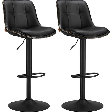 Sgabelli da bar set di 2 sedie da cucina seduta girevole altezza regolabile imbottito in similpelle con schienale e poggiapiedi bancone da pranzo acciaio nero 120007737