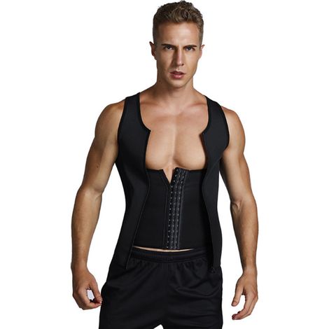 Veste de Sauna Homme Respirante avec Fermeture Éclair Ajustable pour Perte de Poids et Entraînement Quotidien Noir Taille M (1/5)