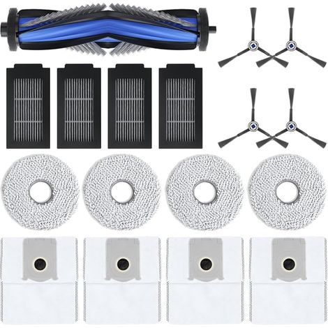 FOREHILL Lot de 17 accessoires pour robot aspirateur Ecovacs Deebot T50 Pro Omni / T50 Omni /T50 Max /T50 Max Pro/T50 Pro. 1 brosse principale, 4 FOREHILL, 4 sacs à poussière, 4 filtres, 4 brosses (1/5)