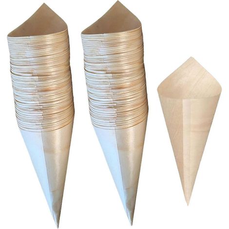 100 Stück Einweg-Eiswaffeln, Serviertüten, kleine Probiertüten aus Holz, Desserttüten für Restaurants und Hochzeiten-17cmx24cm (1/5)