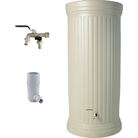 GARANTIA Säulentank Komplett-Set 2000 Liter sandbeige inkl. Chrom-Doppelauslaufhahn und Fallrohranschluss (1/5)
