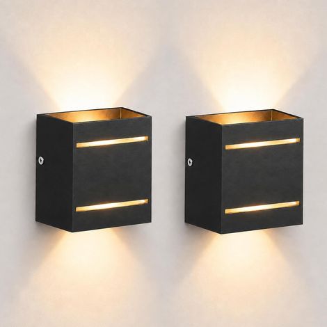 Pièces Applique Murale Sans Fil, 3000K Chaude Applique LED Intérieure Moderne Up Down Éclairage Mural, Lumiere Murale Fil Luminaires Intérieur pour Chambre Salon Escalier (Brun) (1/5)