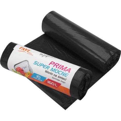 Sacchi per rifiuti Ravi super resistenti Prima 160L LDPE neri, confezione da 10 pezzi