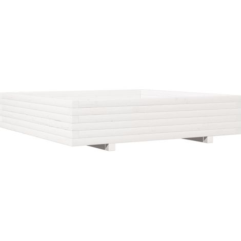 Jardinera bancal elevado plantas flores terraza jardín 110 x 110 x 26,5 cm madera maciza de pino blanco 020037303