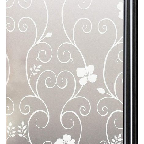 Film Fenetre Anti Regard Adhesif pour Vitre Brise Vue Fenetre Film pour Vitre Film Electrostatique Vitre Film Opaque Vitrage Film décoratif pour fenêtre, Anti-UV 30x 200 cm, Fleur Blanche (1/5)