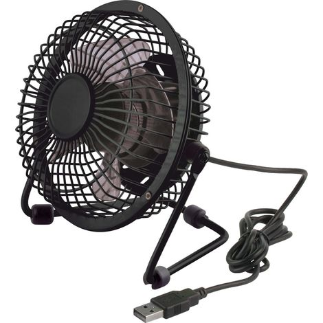 TRADE SHOP - Mini Ventilatore A Pale Fan Usb In Metallo Con Interruttore Per Pc Notebook Nero -