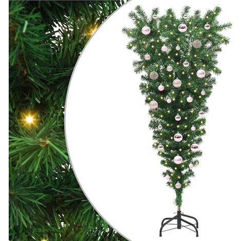Umgedrehter Kunst Weihnachtsbaum mit Kugelset Grün 150 cm PVC vidaXL (1/5)