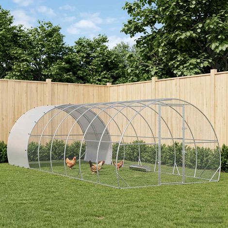 vidaXL Poulailler Argenté 800 x 300 x 200 cm Acier galvanisé (1/5)