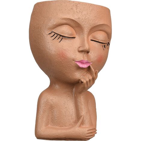 Pot de fleurs en forme de visage, objet en résine, décoration intérieure mignonne, sculpture artistique (1/5)