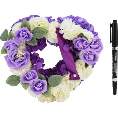 Couronne artificielle en forme de cœur violette, fausses fleurs pour décoration de mariage, cérémonie, anniversaire, fête, ensemble décoratif