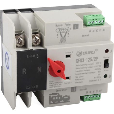 Automatischer Umschalter Dual Power 2P Flammhemmender Leistungsumschalter für Generator AC220V 1