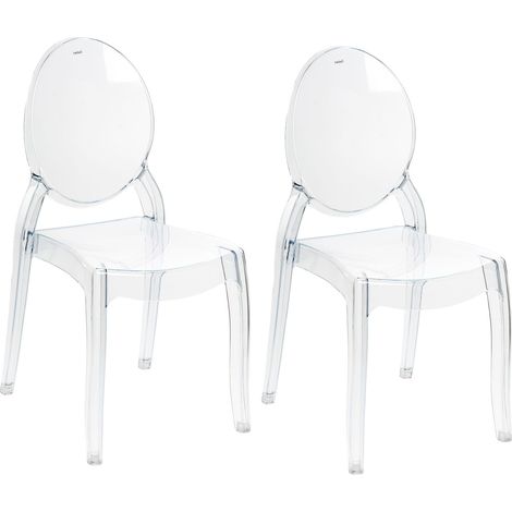 Set of 2 Dining Chairs Transparent Synthetic Material Solid Back Armless Stackable Vintage Modern Design RULISON (1/5)