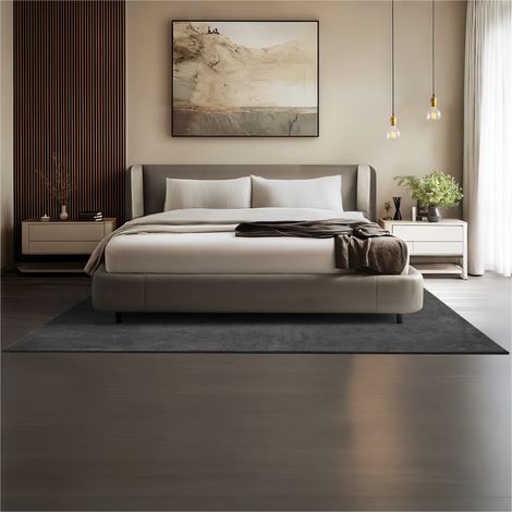 Tapis à poils ras hypoallergénique antidérapant 160x230cm Anthracite