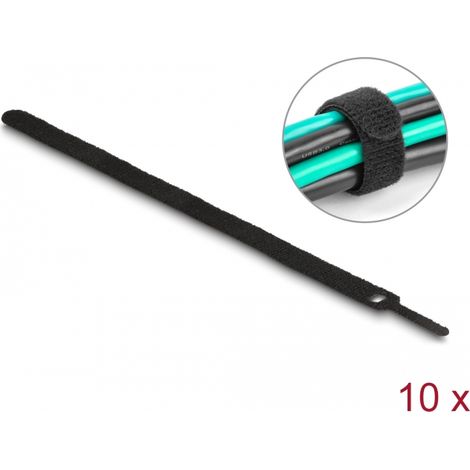 Delock Brida para cable con gancho y lazo LA 250 x AN 12 mm negro 10 piezas
