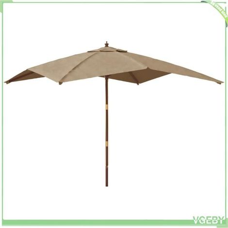 Parasol de jardin - FAFEICY - 363194 - Carré 300x300x273 cm - Mât bois massif (teck) - Toile polyester anti-UV (1/5)