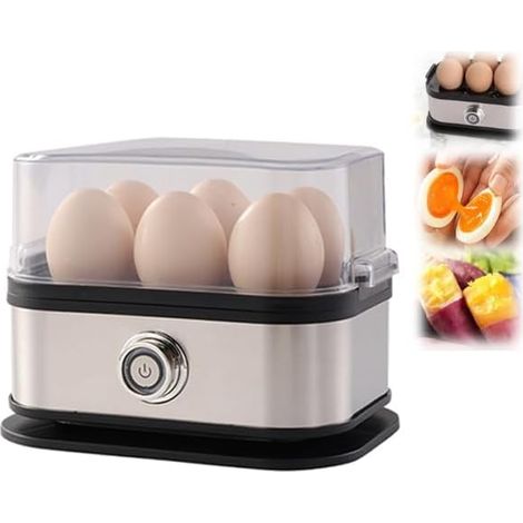 Intelligenter Eierkocher mit automatischer Abschaltfunktion, Schnellkochfunktion für hart- und weichgekochte Eier, Kapazität für 6 Eier, multifunktionaler Edelstahl-Dampfeinsatz für Teigtaschen und Ge (1/5)