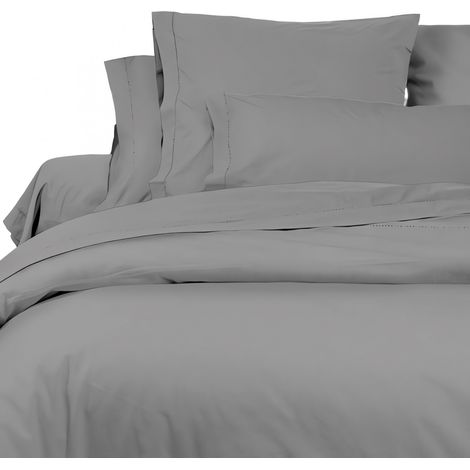 Taie d'oreiller en coton percale 65x65 cm CAMILLE gris, par songe de camille (1/4)
