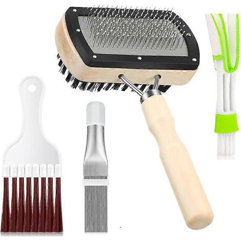 Lot de 4 brosses de nettoyage pour ailettes de condenseur de climatiseur, peigne à ailettes en acier inoxydable pour le nettoyage des serpentins de climatisation (1/5)