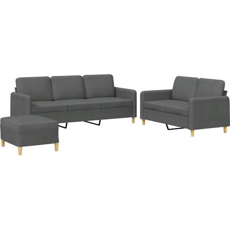 Ensemble de Canapé  Sofas 3 pcs avec coussins Gris foncé Tissu (1/5)