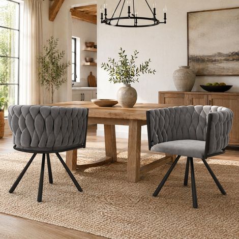 Sillas de comedor giratorias de terciopelo, gris HAVRYA, 2 unidades (1/5)