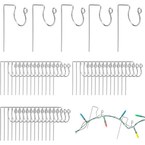 50pcs Cintres pour Lumières de Noël, Crochet de Gouttière en Métal Crochet de Lumière de Noël Clips pour Gouttières pour Suspendre des Lumières Extérieures (Style 2) (1/5)