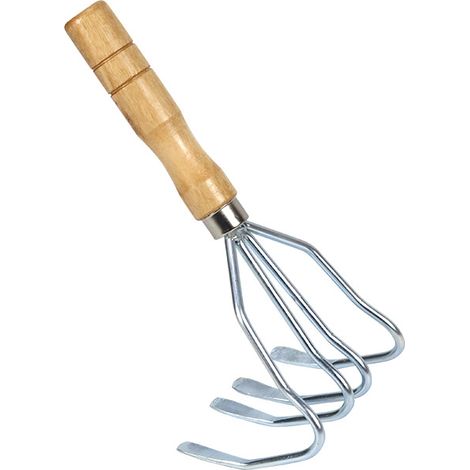 1PC Four Prong Rake Metal Rake Gardening Rake Tools Spring Prong Rake Cleaning Tool Tools Agricultural Tool Four Rake Cultivator in (1/5)