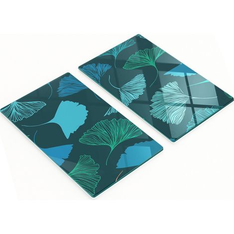 Tablas decorativas de cristal para cortar y servir con dise帽o de hojas de ginkgo, 2x30x52 cm.